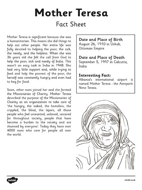 fact file about mother teresa|More.